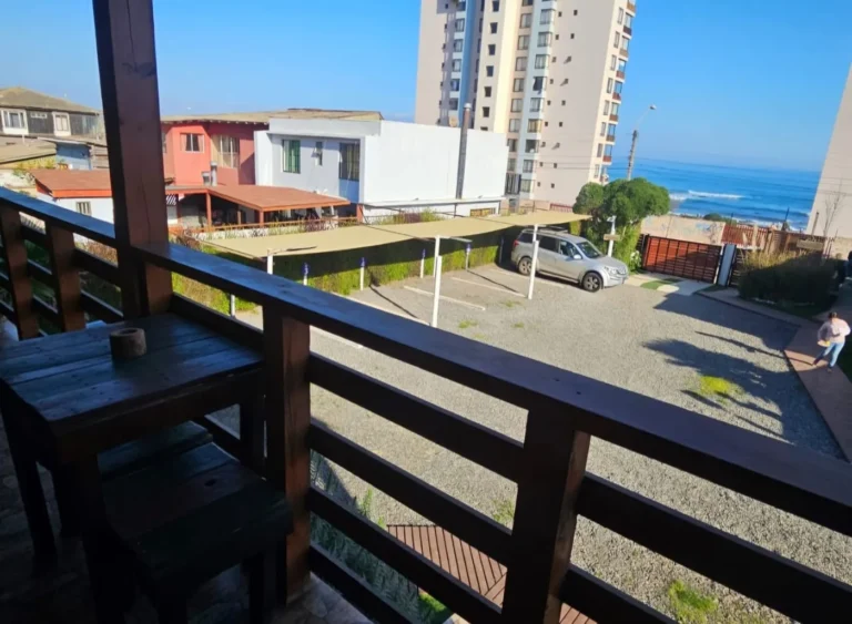 Balcón con vista al mar, cabaña 5 para 4 personas – Spaciomar, cabañas en El Tabo