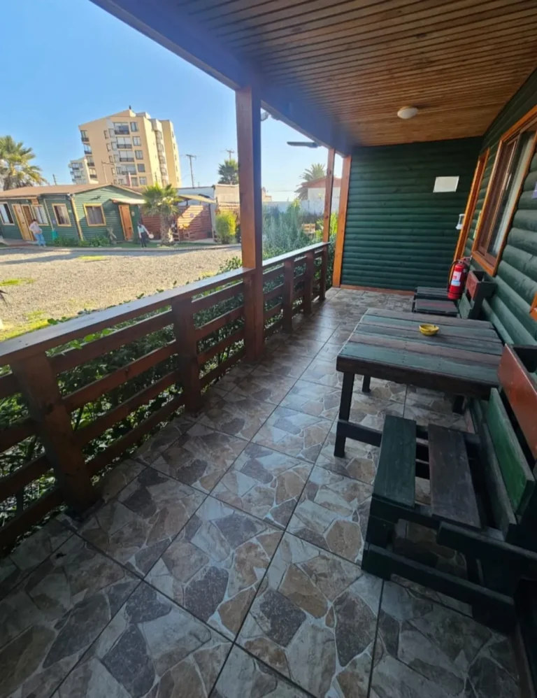 Terraza, cabaña 1 para 6 personas – Spaciomar, cabañas en El Tabo