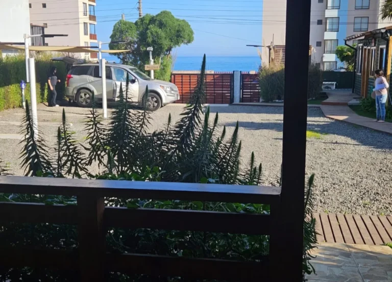 Vista al mar desde la terraza, cabaña 2 para 6 personas – Spaciomar, cabañas en El Tabo